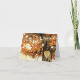 Rustic Fall Autumn Tree Twinkle Lights Thank You Card