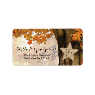 Rustic Fall Autumn Tree Twinkle Lights Wedding Label