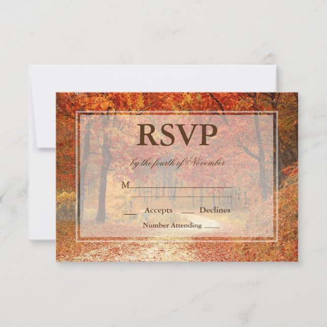 Rustic Fall Autumn Tree Wedding RSVP Card (Front)