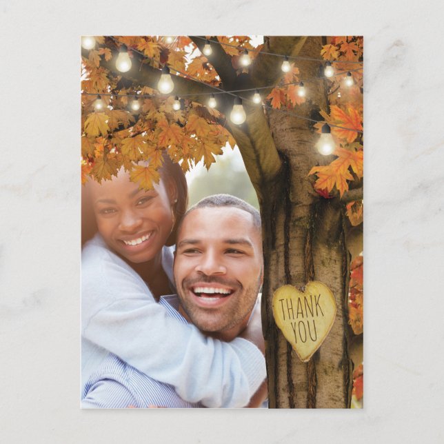 Rustic Fall Autumn Tree Wedding Thank You Postcard (Front)