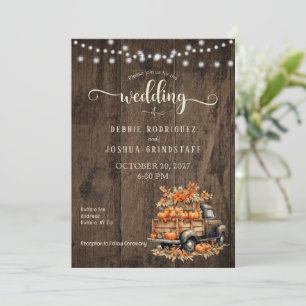 Rustic Fall Autumn Truck Wedding Invitation