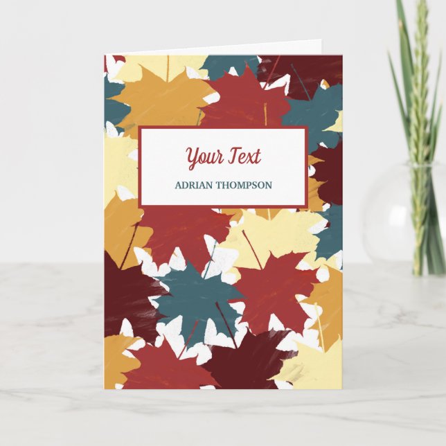 Rustic Fall Autumn Watercolor Leaves Card (Front)