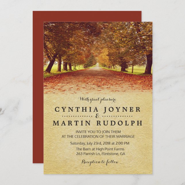 Rustic Fall Autumn Wedding Invitation (Front/Back)