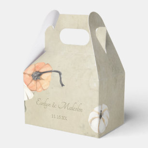 Rustic Fall Autumn White, Orange Pumpkins Wedding Favour Box