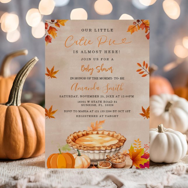  Rustic Fall Baby Shower A Little Cutie Pie  Invitation (Creator Uploaded)