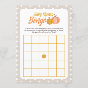 Rustic Fall Baby Shower Bingo Game Card
