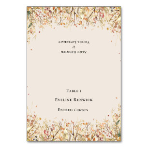 Rustic Fall Beige Menu Choice Foldable Place Card