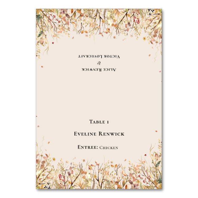 Rustic Fall Beige Menu Choice Foldable Place Card (Front)