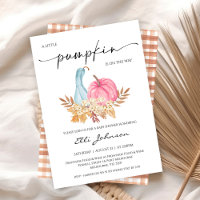 Rustic Fall Blue Pink Pumpkin Baby Shower
