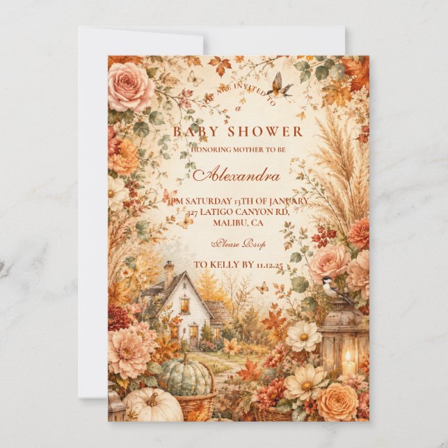 Rustic Fall Boho Baby Shower Invitation (Front)