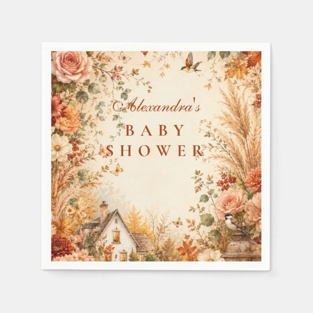 Rustic Fall Boho Baby Shower Napkin (Front)