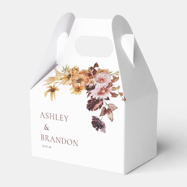 Rustic Fall Boho Floral Wedding  Favour Box (Front Side)