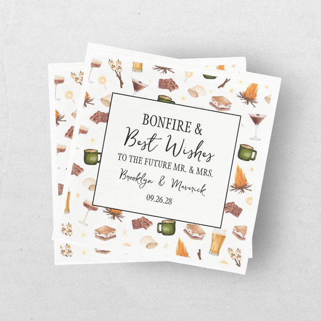 Rustic Fall Bonfire Couples Bridal Shower Napkin (Creator Uploaded)
