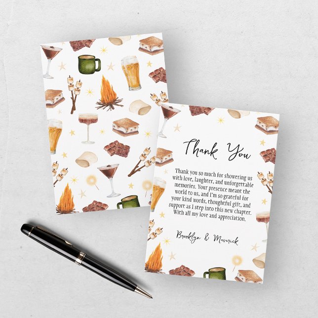 Rustic Fall Bonfire Couples Bridal Shower Thank You Card (Creator Uploaded)