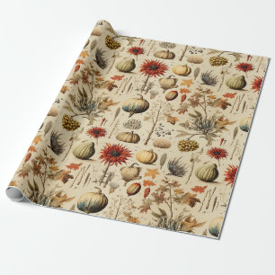 Rustic Fall Botanical with Gourds & Grains Wrapping Paper