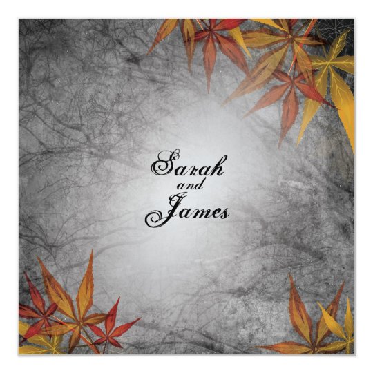 Rustic Fall Branches and Leaves Wedding Invitation