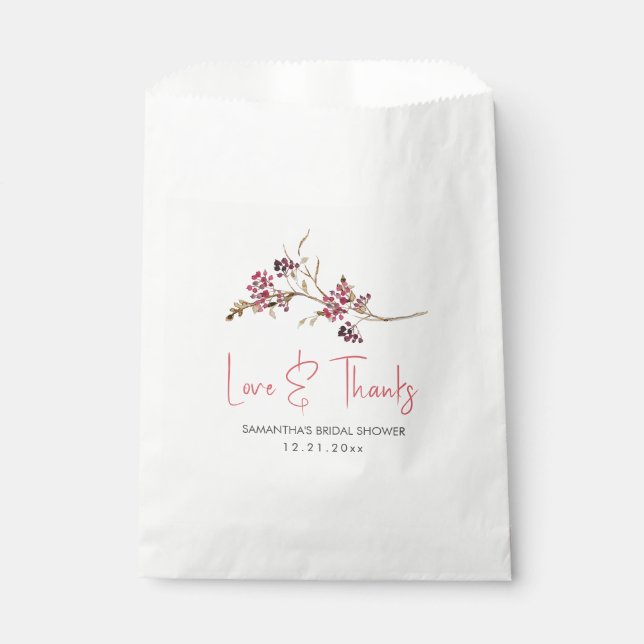 Rustic Fall Bridal Shower Favour Bags Personalised (Front)