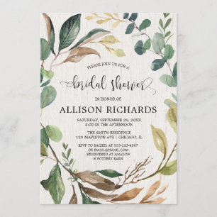 Rustic fall bridal shower forest woods theme invitation