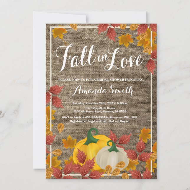 Rustic Fall Bridal Shower invitation (Front)