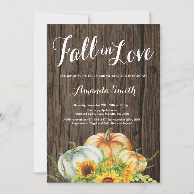 Rustic Fall Bridal Shower invitation (Front)