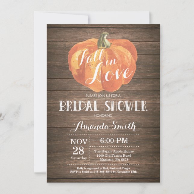 Rustic Fall Bridal Shower Invitation Card (Front)