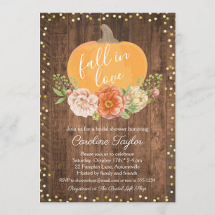 Rustic Fall Bridal Shower Pumpkin Fall Floral Invitation