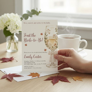 Rustic Fall Bridal Shower Wine Glass Invitation