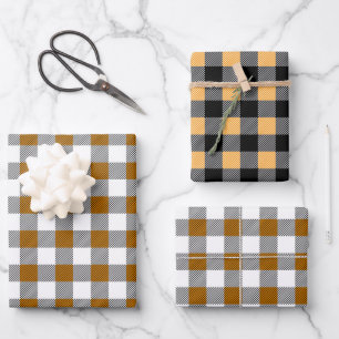 Rustic Fall Buffalo Plaid Pattern Wrapping Paper Sheet