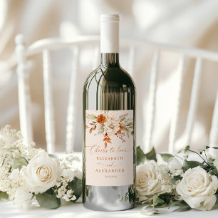 Rustic fall Cheers to Love Wedding Wine Label