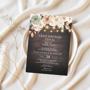 Rustic Fall Couple's Shower   Floral & Lights Invitation