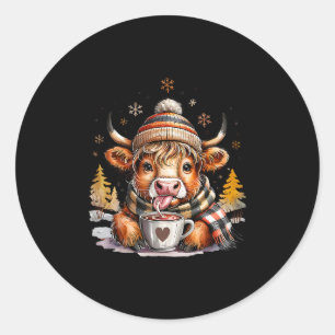 Rustic Fall Cute Cow Thanksgiving Farmer Cows Love Classic Round Sticker