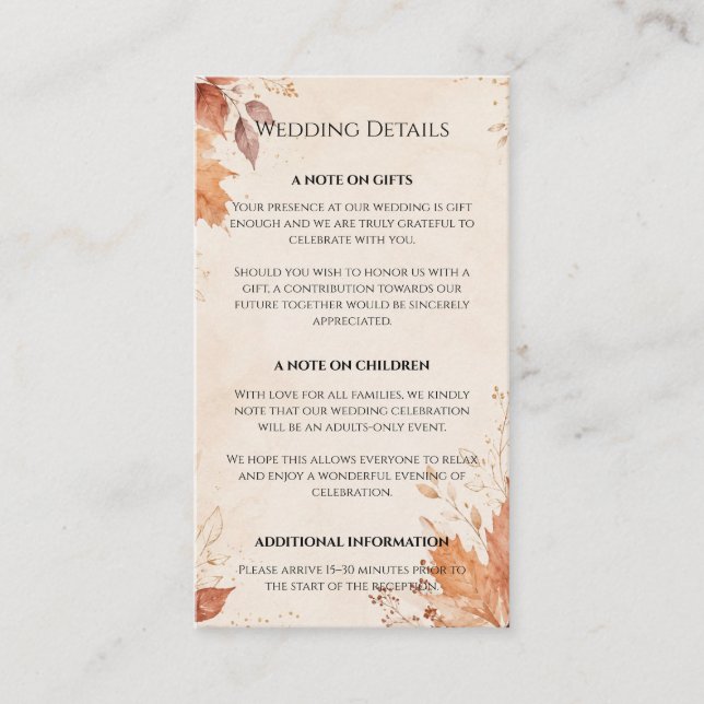 Rustic Fall | Elegant Autumn Enclosure Card (Front)