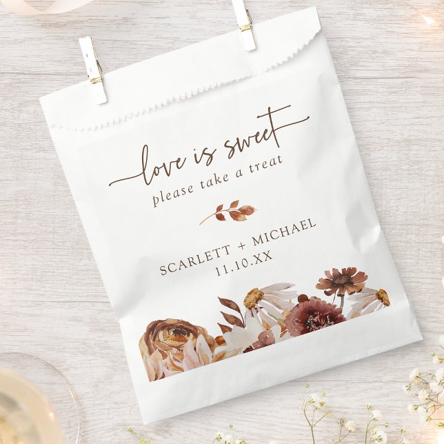 Rustic Fall Favour Bag (Rustic White Fall Botanical Love Is Sweet Favor Bag by Painted Paperie
)
