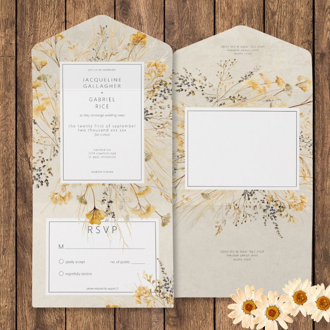 Rustic Fall Fields Wildflower No Dinner All In One Invitation (Rustic Fall Fields Wildflower No Dinner All In One Invitation)