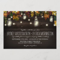 Rustic Fall Firefly Mason Jar Wedding Invitations