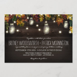 Rustic Fall Firefly Mason Jar Wedding Invitations