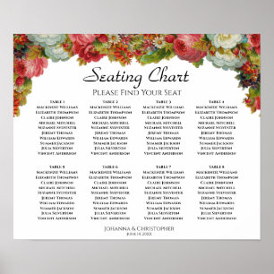 Rustic Fall Floral 8 Table Wedding Seating Chart