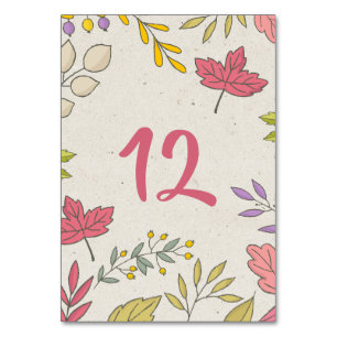 Rustic Fall Floral Autumn Table Number Card