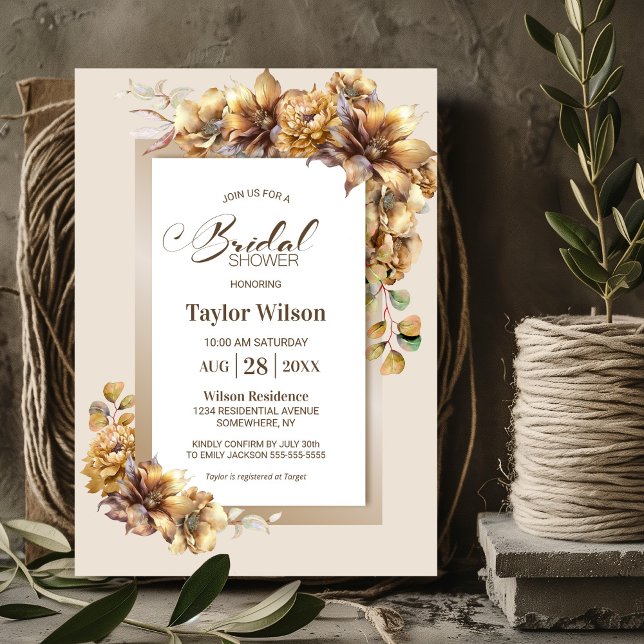 Rustic Fall Floral Bridal Shower Invitation (Creator Uploaded)