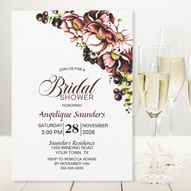 Rustic Fall Floral Bridal Shower Invitation (Creator Uploaded)