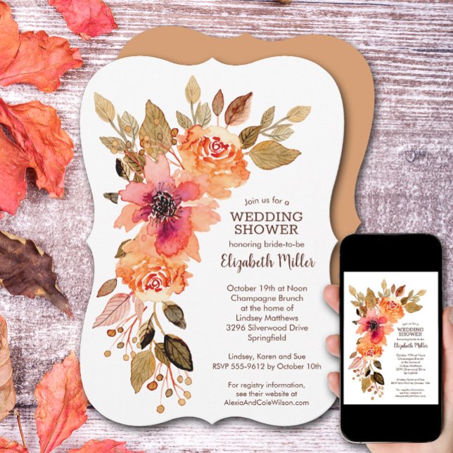 Rustic Fall Floral Bridal Shower Invitation (Rustic Fall Floral Bridal Shower Invitations)
