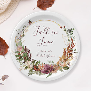 Rustic Fall Floral Bridal Shower Paper Plate