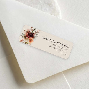 Rustic Fall Floral Bridal Shower Return Address Label