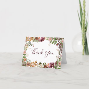 Rustic Fall Floral Bridal Shower Thank You Card