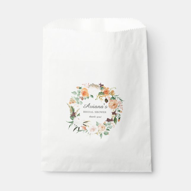 Rustic Fall Floral Bridal Shower Thank You Favour Bag (Front)