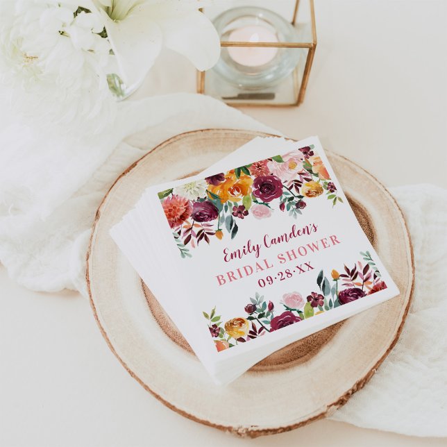 Rustic Fall Floral Bridal Shower Wedding Napkin (Creator Uploaded)