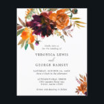 Rustic Fall Floral Budget Wedding Invitation<br><div class="desc">Rustic floral budget wedding invitation featuring a watercolor painted floral bouquet with warm and earthy shades of burnt orange, terracotta and deep burgundy along with some greenery. This elegant invitation with the rich shades of autumn is great for a boho themed fall wedding. These cheap wedding invitations are printed on...</div>