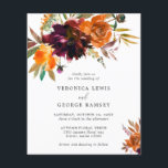 Rustic Fall Floral Budget Wedding Invitation<br><div class="desc">Rustic floral budget wedding invitation featuring a watercolor painted floral bouquet with warm and earthy shades of burnt orange, terracotta and deep burgundy along with some greenery. This elegant invitation with the rich shades of autumn is great for a boho themed fall wedding. These cheap wedding invitations are printed on...</div>