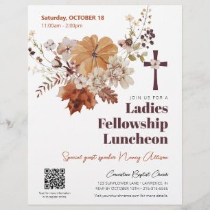 Rustic Fall Floral Church Ladies Luncheon Flyer