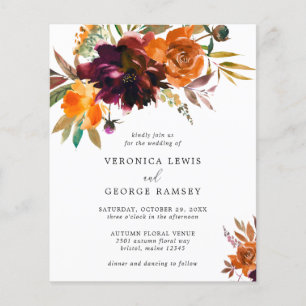 Rustic Fall Floral Elegant Budget Wedding Invite